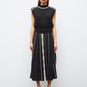 Molli Black and White Graphic Ribbon Knit Skirt XS